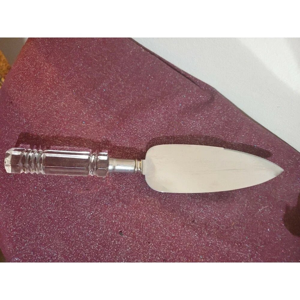 Vintage Prill Crystal Clear Handle, Stainless Blade Cake server